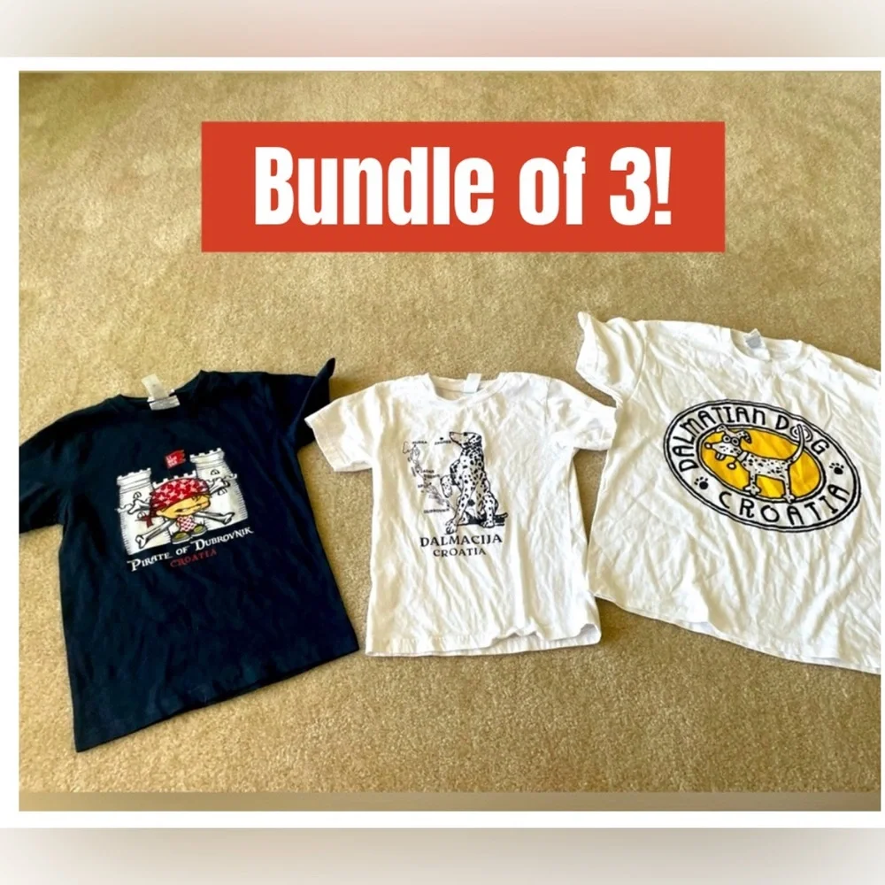 Bundle of‎ 3 Croatia Travel shirts. Boy size 5/6 and 7/8